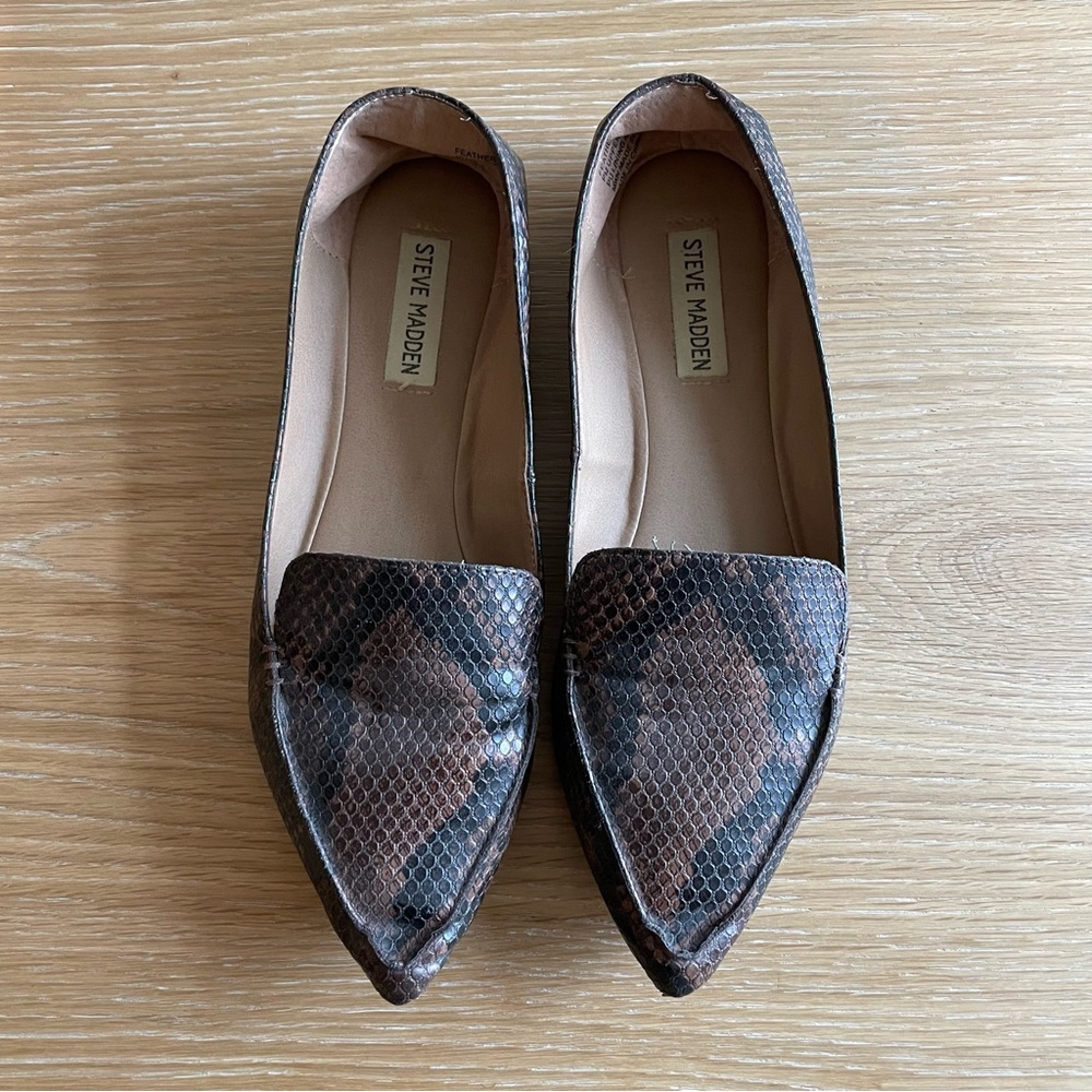 Steve Madden Feather Brown Faux Snakeskin Loafers